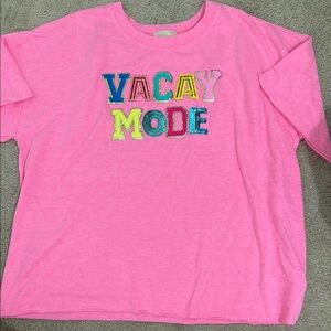 Judith March Pink 'Vacay Mode' Graphic Shirt